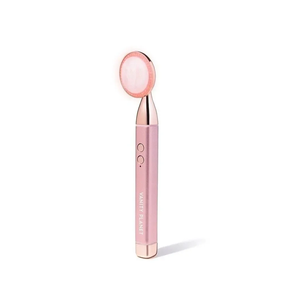 NEW VanityPlanet Sonic Rose Quartz Beauty Bar LED Wand VNT25024 firm & depuff